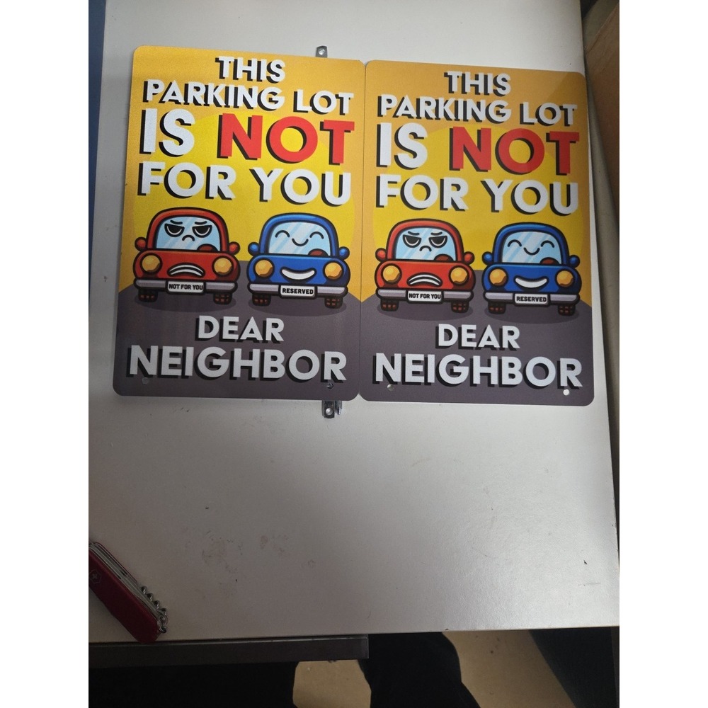 Set Of 2 No Parking Metal Signs W Mounting Hardware